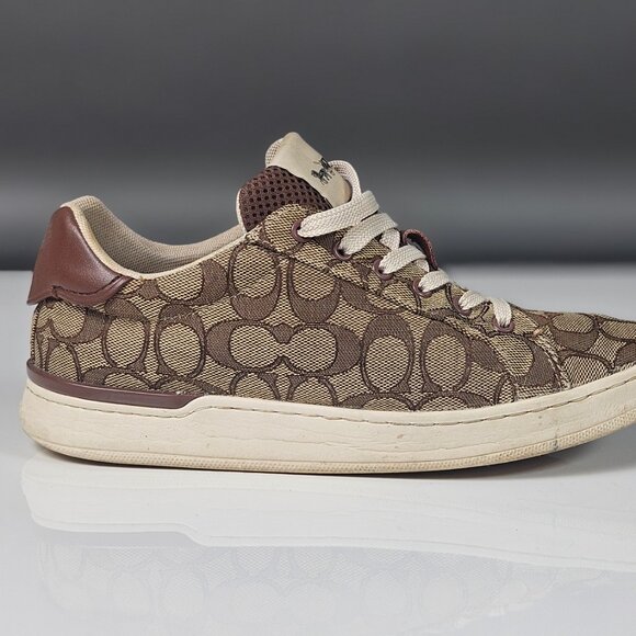 Coach Khaki Signature Jacquard Clip Low Top high Line Sneaker size 8 - Picture 12 of 16